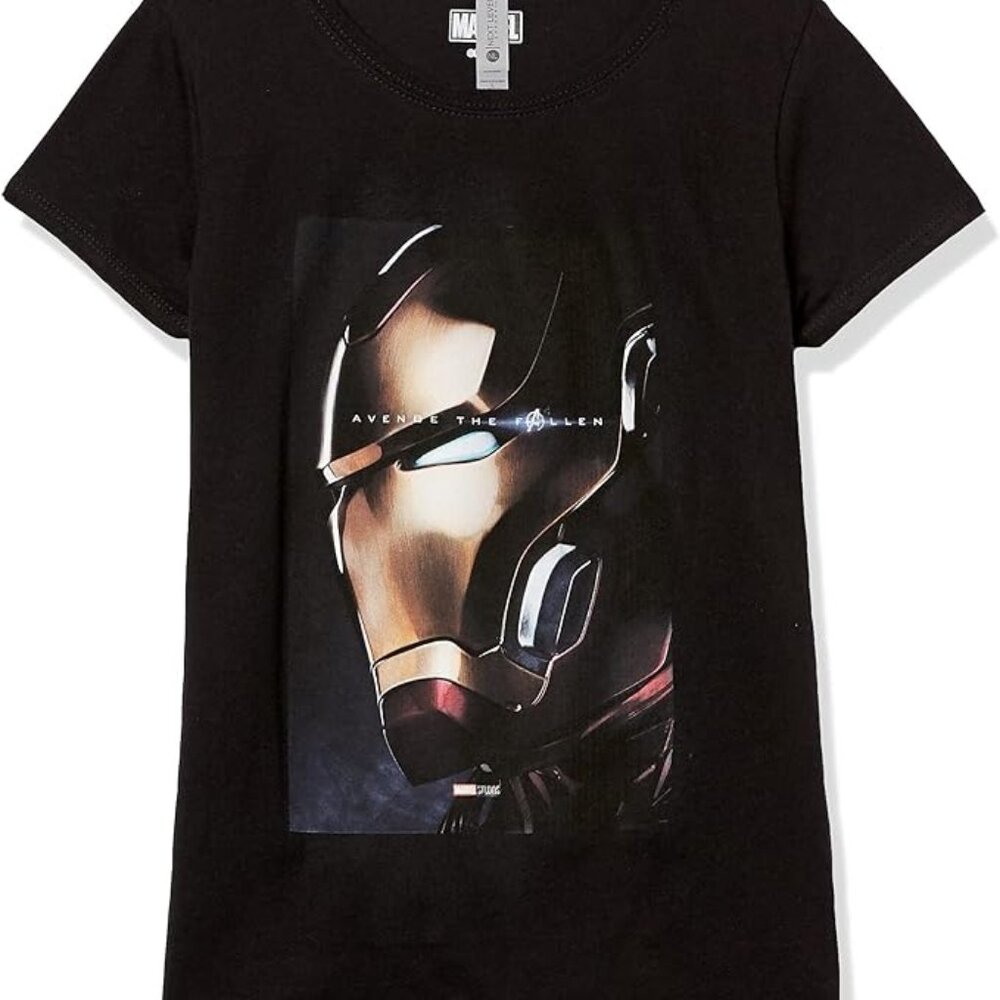 MARVEL Avengers Endgame Iron Man Avenge the Fallen Black T-Shirt S 5/6 NEW Girls